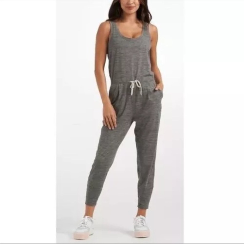 Vuori Womens Lux Harem Jumpsuit Light Gray Elastic Waistband Style VW458 xs